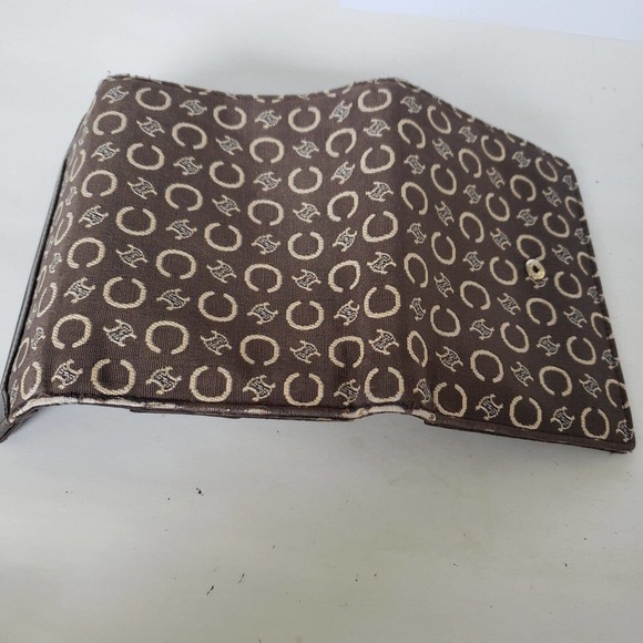 Celine Vintage Triomphe Canvas Leather Brown Wallet Medium Folding Purse - Picture 10 of 16